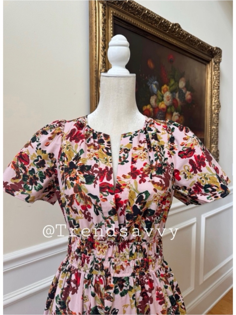 Anthropologie Somerset Floral Pink Maxi Dress Smocked Cotton Size Small NWT - Picture 7 of 14